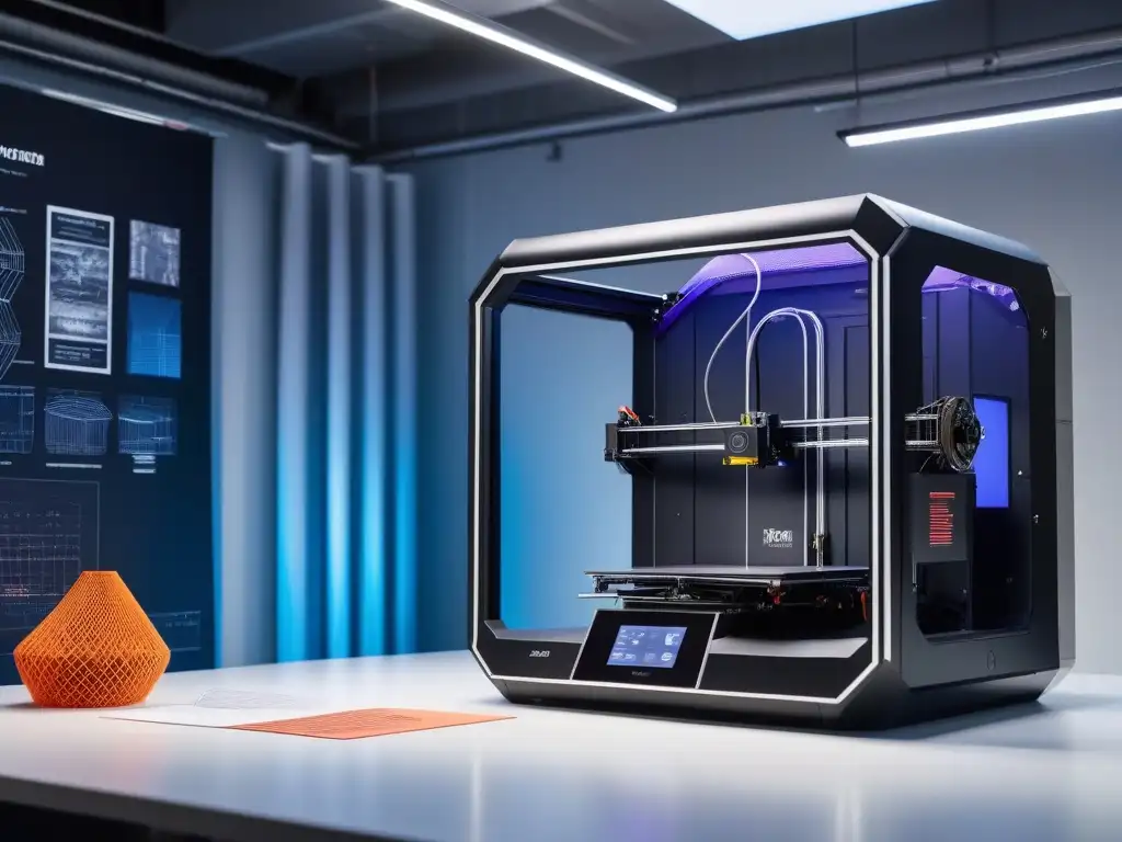 Innovadora impresión 3D de moda en entorno futurista Producción de moda con impresión 3D: Imagen detallada de impresora 3D de diseño moderno imprimiendo prenda en entorno futurista e inspirador