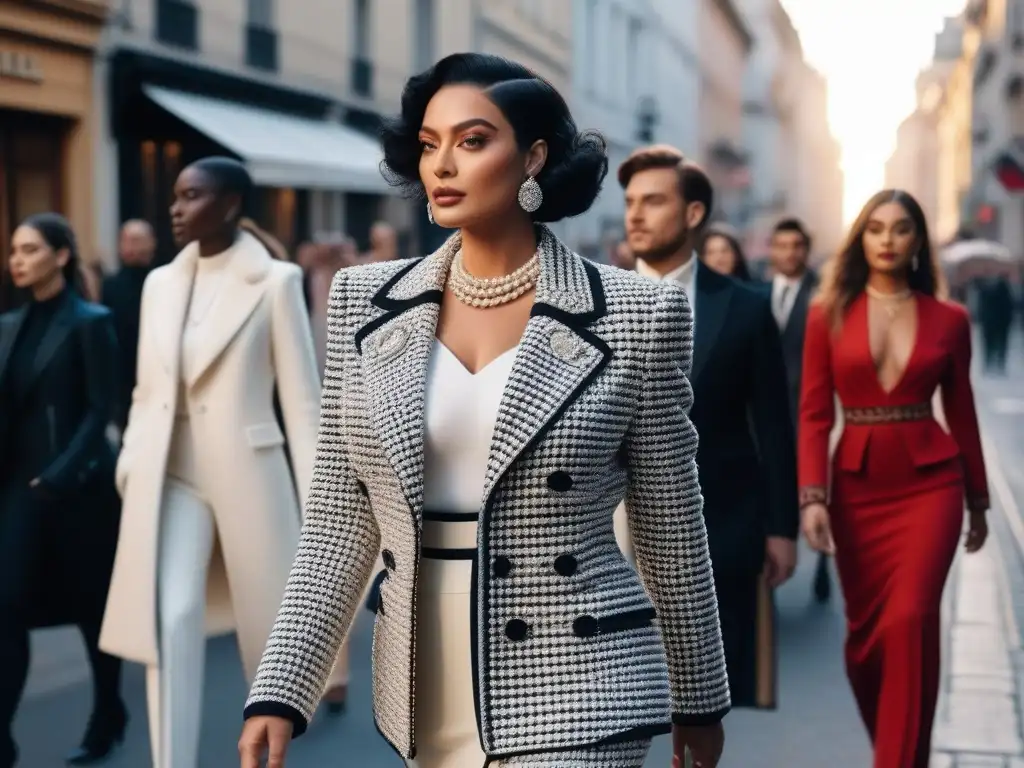 Desfile de moda: diversidad, empoderamiento y estilo en la ciudad Moda inclusiva para todos cuerpos: Grupo diverso viste Chanel, irradiando estilo y empoderamiento en la ciudad
