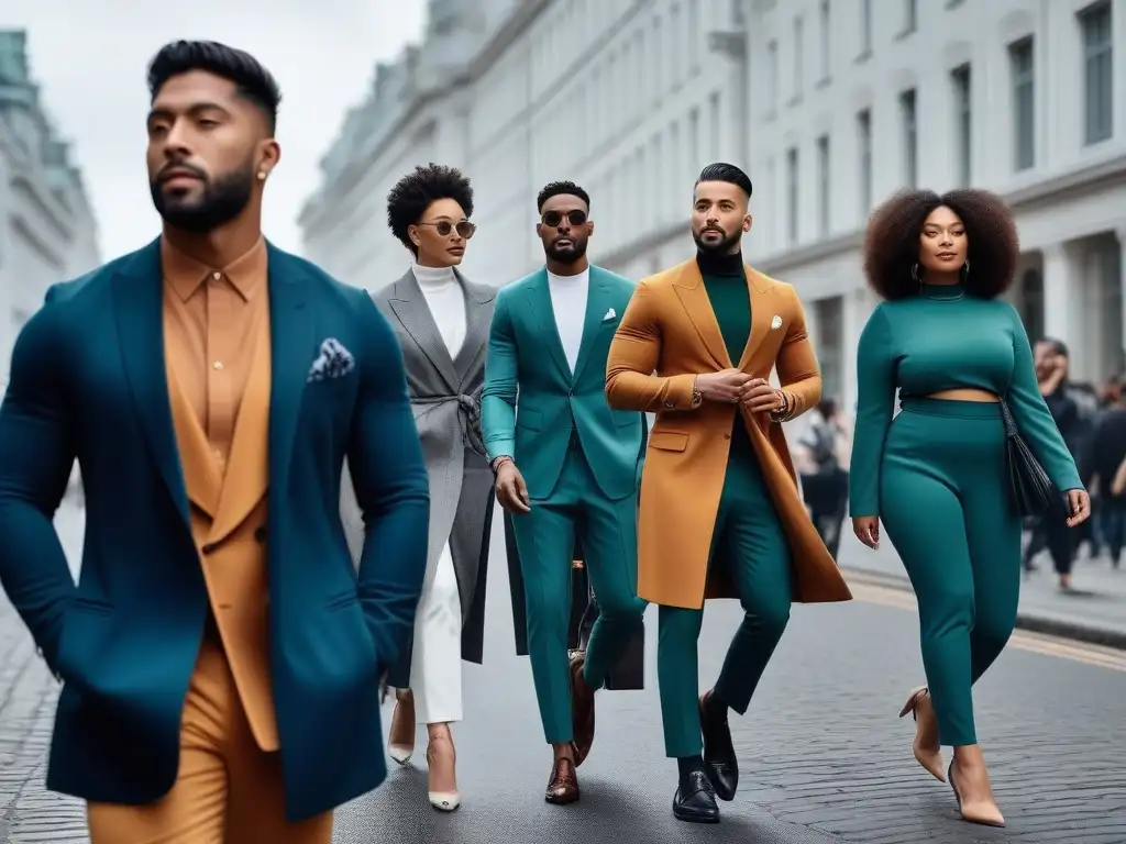 Hombres empoderados: diversidad y moda inclusiva en la ciudad Moda inclusiva para hombres: marcas - Grupo diverso de hombres seguros y estilosos caminando por la ciudad