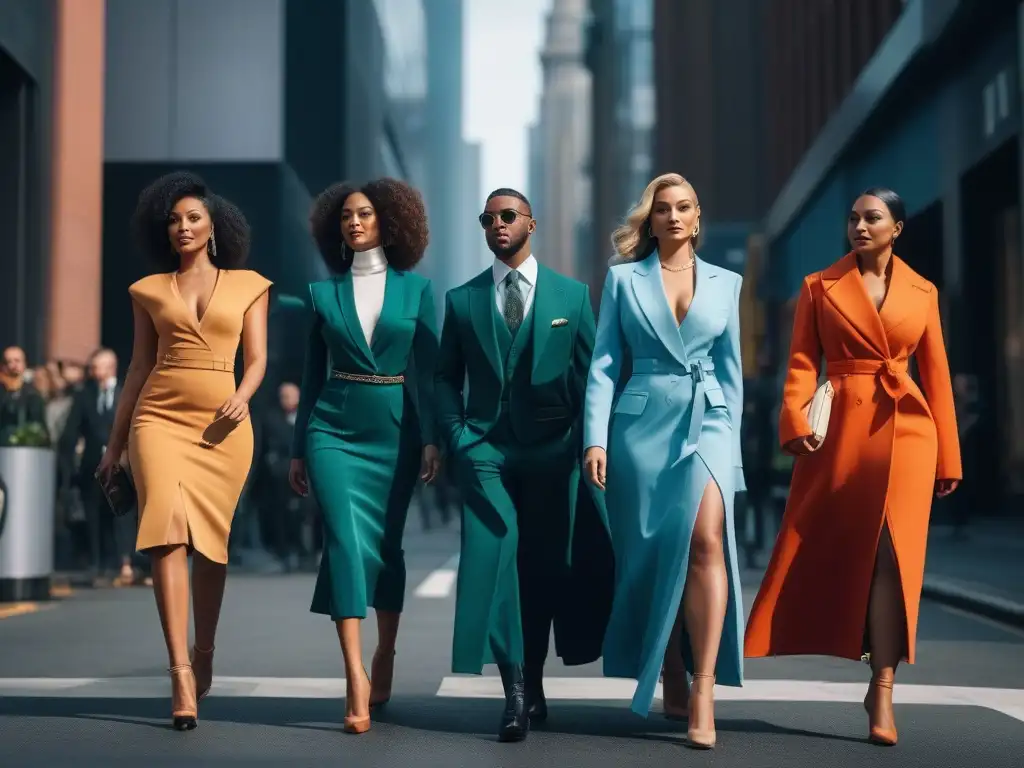 Diversidad y moda urbana: Caminando con estilo y confianza por la ciudad Exhibición de moda inclusiva para personas altas, diversidad y estilo urbano en ciudad moderna