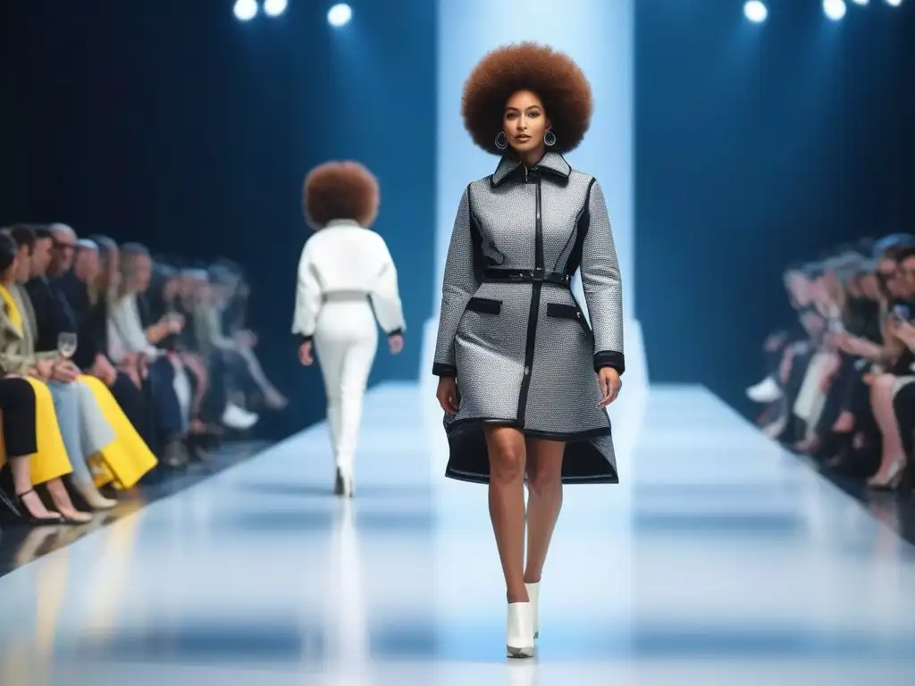 Desfile de moda infantil: tendencias 2023 para niños altos Moda infantil 2023: Niños altos desfilan con estilo en pasarela futurista, creando un ambiente visualmente impresionante