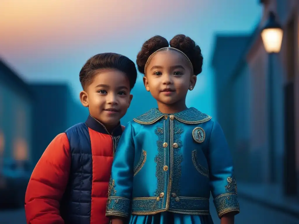 Moda inclusiva para niños: diversidad y estilo en la ciudad Moda infantil en tallas especiales: Niños felices jugando juntos, luciendo estilos únicos en un entorno urbano moderno y chic