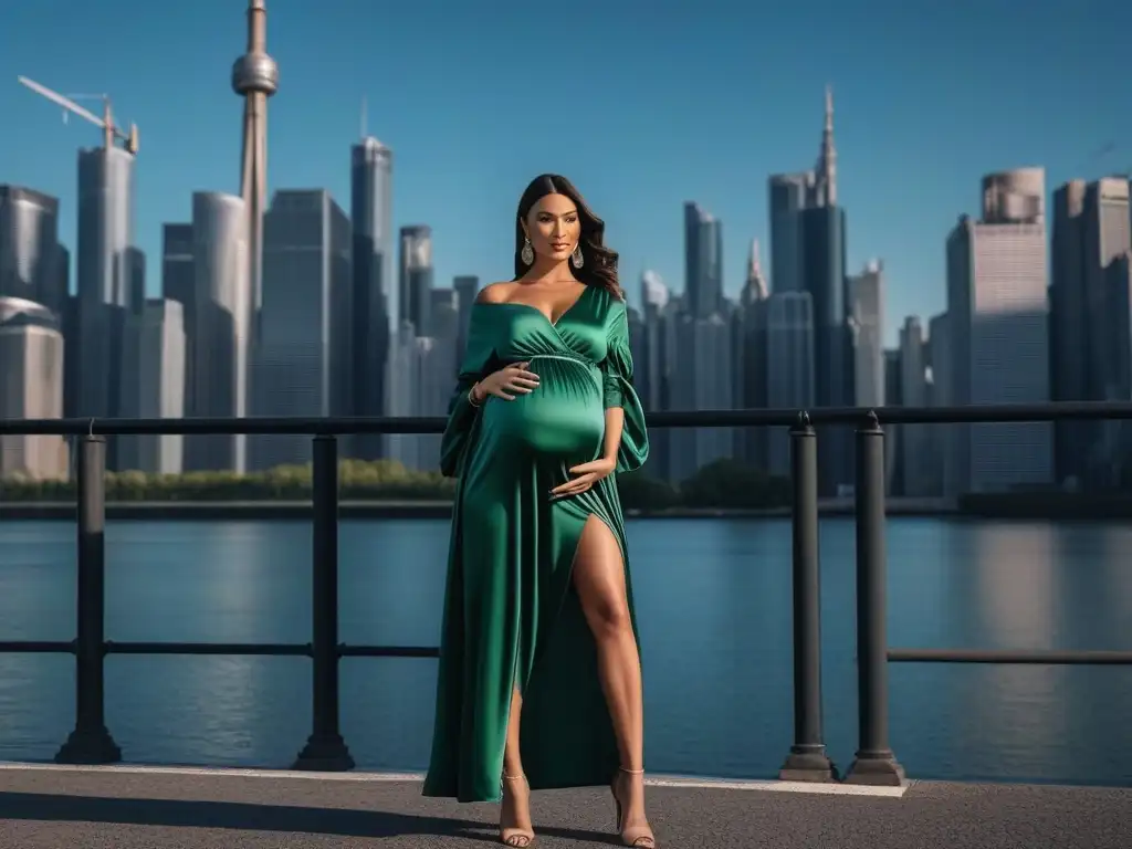 Estilo de maternidad: elegancia y confort en la ciudad Influencer de moda maternal brilla con estilo y elegancia en la ciudad