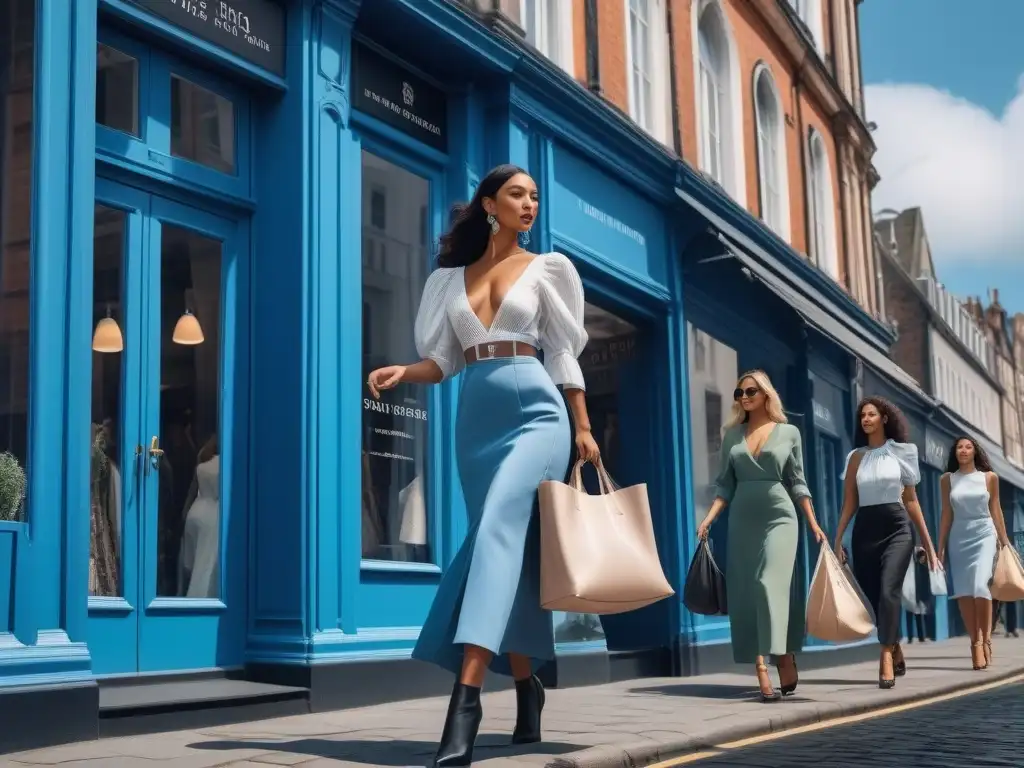 Moda sostenible en la ciudad: tiendas ecofriendly y peatones conscientes 'Moda sostenible beneficios economía medio ambiente: Calles urbanas llenas de tiendas eco amigables y prendas de vestir sostenibles en escaparates