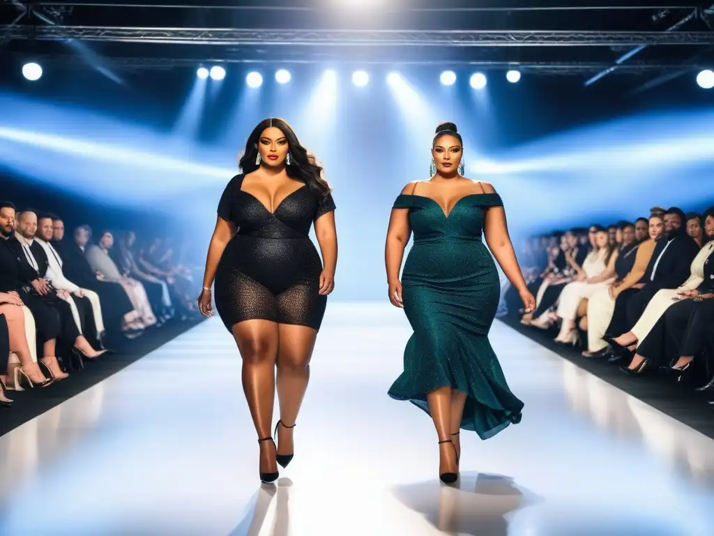 Desfile de moda plussize: empoderamiento y belleza Transformación de la moda plus size en la última década: desfile de modelos seguras y hermosas luciendo tendencias inclusivas y empoderadas
