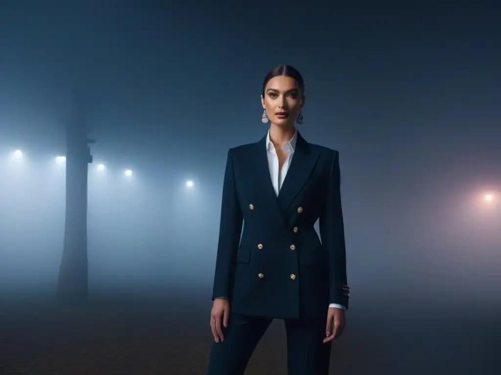 Moda alta 2021: elegancia y confianza en outfit exclusivo Una modelo alta y elegante luce un atuendo de colaboración moda tall 2021, desbordando sofisticación y confianza