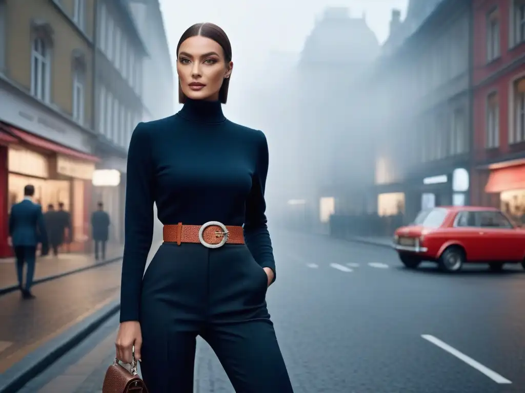 Guía de estilo: Cómo lucir un cinturón con elegancia Modelo elegante mostrando cómo usar cinturones para definir la silueta en moda tall, con estilo y sofisticación
