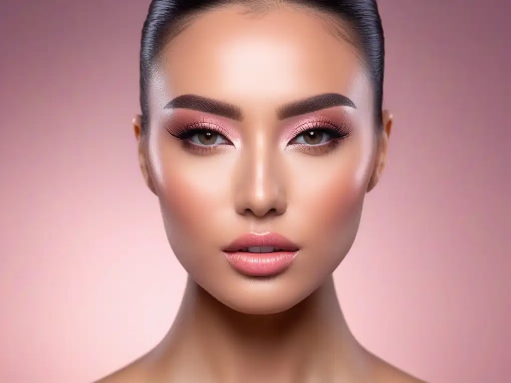Maquillaje de rubor rosa: natural y radiante Modelo con mejillas rosadas y un delicado colorete que realza su piel