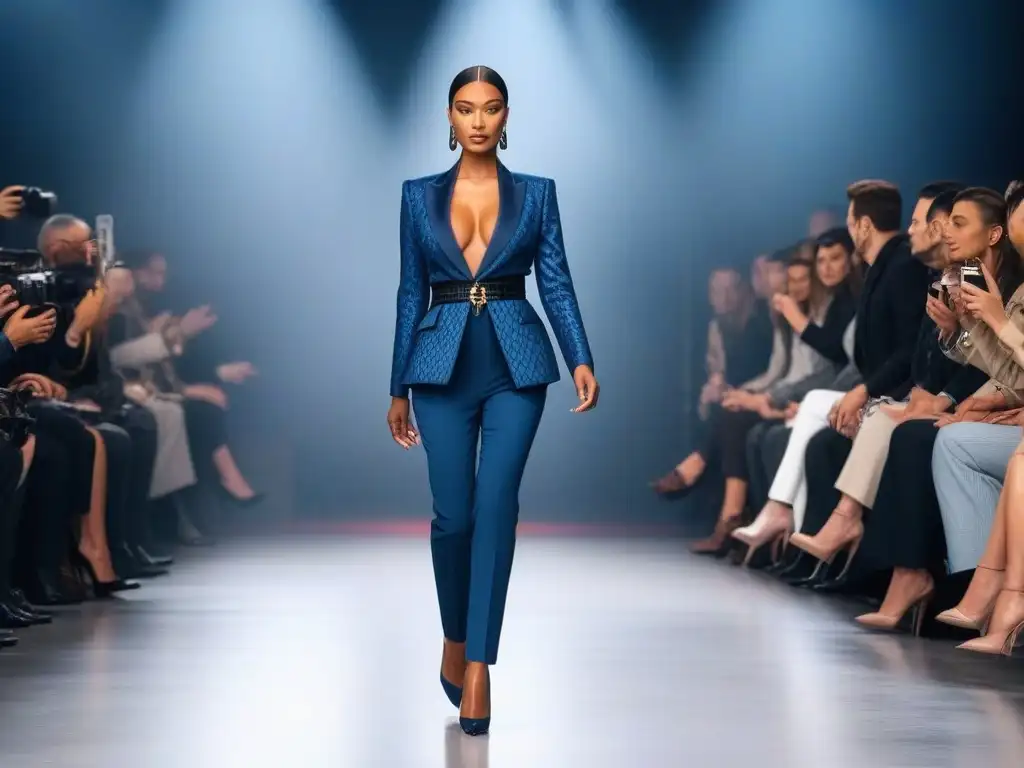 Desfile de moda petite: impacto y estilo en la pasarela Una modelo petite desfilando con confianza en una pasarela, destacando la influencia de tallas petite en series televisión