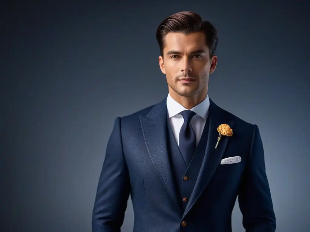 Moda senior: traje elegante y sofisticado en tela de lujo Un modelo senior elegante con traje de lujo, destaca la diversidad y sofisticación de la moda senior