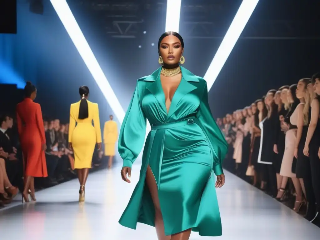 Desfile inclusivo: moda diversa y empoderadora Una ilustración moderna de modelos de diferentes etnias, tipos de cuerpo y habilidades desfilando juntos en una pasarela
