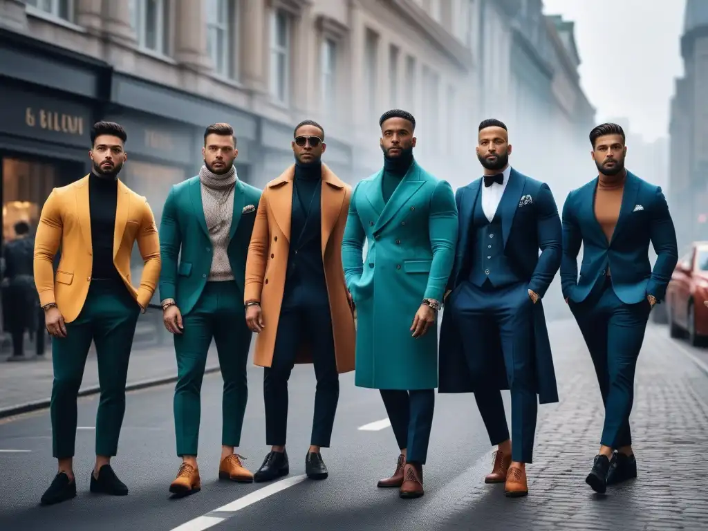 Modernidad inclusiva: Hombres seguros en fashion urbano Una muestra de moda masculina inclusiva y empoderada en un entorno urbano moderno
