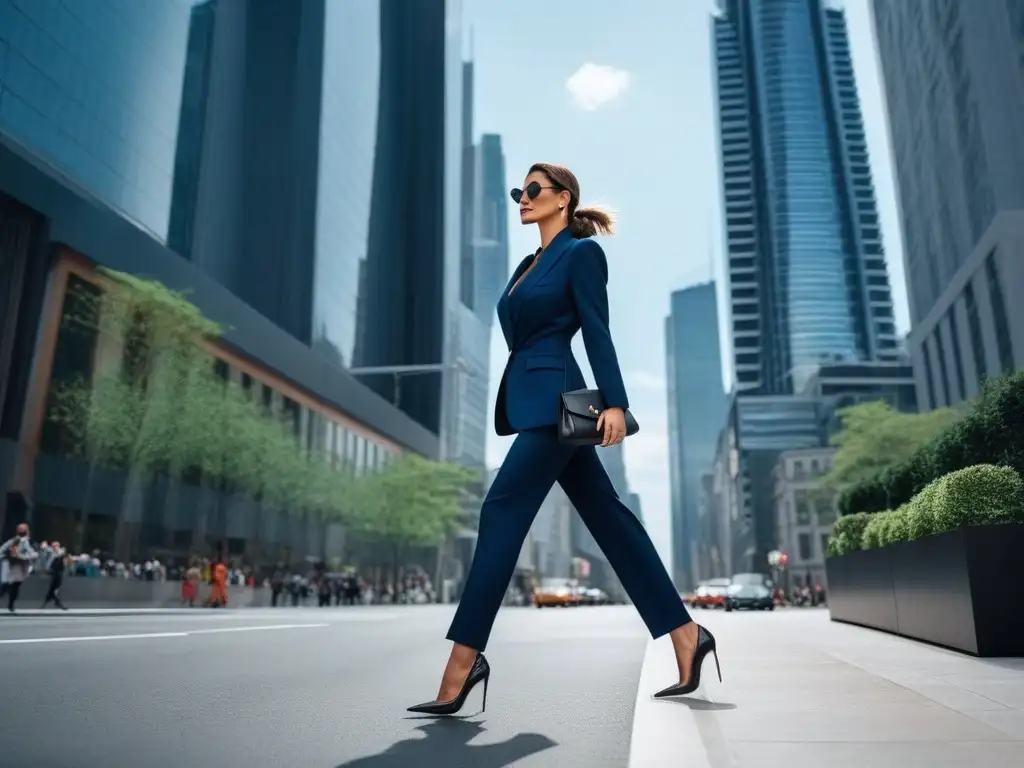 Mujer alta y elegante paseando con estilo en la ciudad Una mujer alta y elegante deslumbrando con su estilo en la ciudad