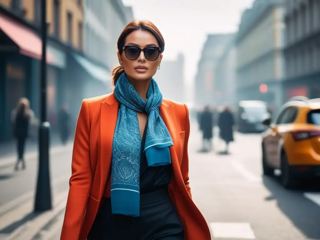 Estilo urbano: mujer profesional combinando capas con sofisticación Mujer elegante en la ciudad, vistiendo en capas con estilo urbano