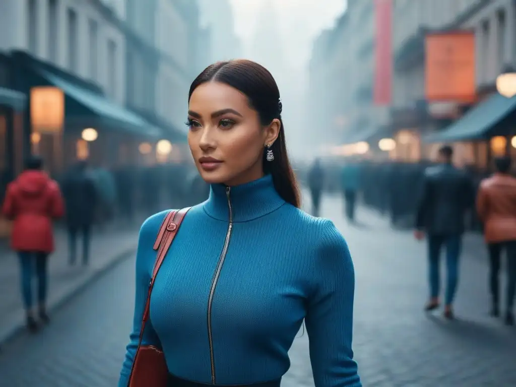 Moda inclusiva: mujer empoderada caminando por la ciudad Una mujer joven camina con elegancia por la ciudad luciendo un outfit moderno y adaptativo
