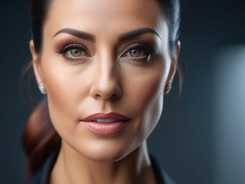 Radiante belleza madura: piel luminosa y elegancia Una mujer madura con piel radiante, reflejando belleza y confianza