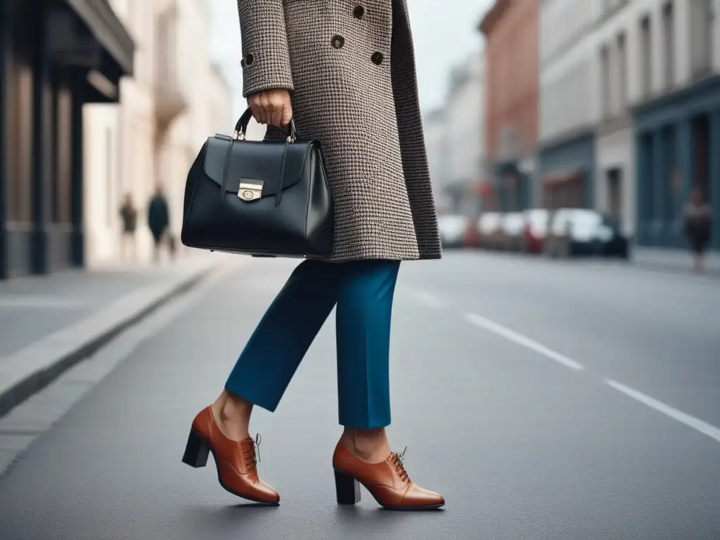 Zapatos elegantes para caminar con estilo y comodidad en la ciudad Una mujer mayor elegante camina con confianza por la ciudad luciendo calzado moda senior: estilo y comodidad