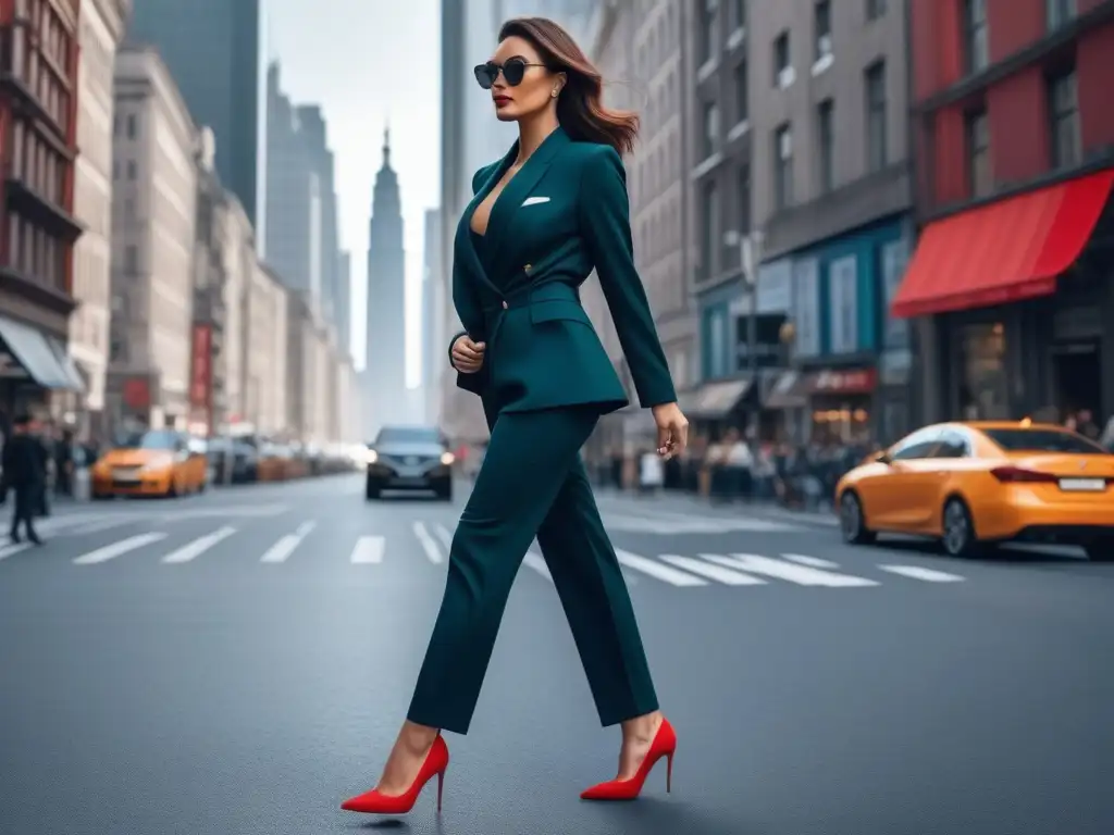 Empoderamiento urbano: mujer elegante en la ciudad Una mujer petite deslumbrante camina confiada por la ciudad, vistiendo elegantes trucos para estilizar figura petite