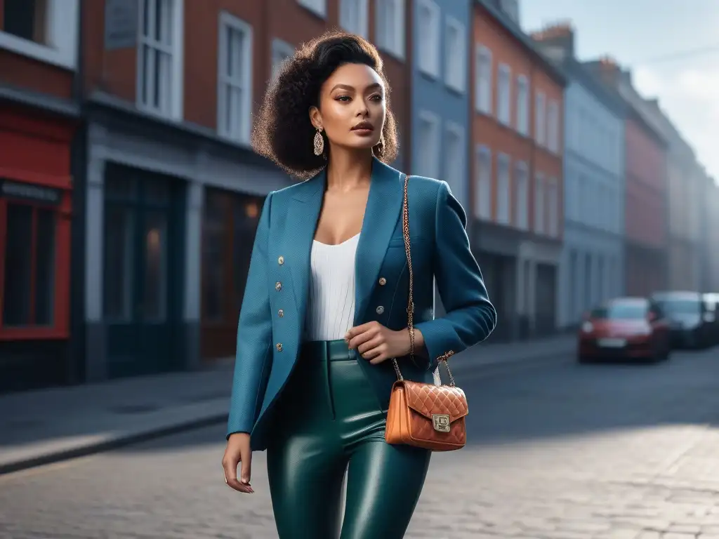Estilosa mujer petite desfila con confianza en la ciudad Una mujer petite desfilando con confianza en la ciudad, luciendo moda urbana en colaboración, empoderada y sofisticada