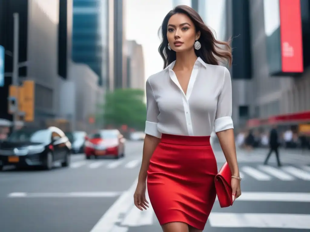 Moda urbana: mujer elegante en la ciudad Una mujer petite con estilo, segura y elegante en la ciudad