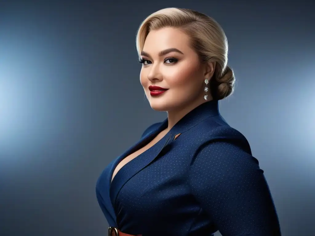 Estilo plussize: moda empoderada y sofisticada Una mujer plus size segura de sí misma, resaltando sus curvas con estilo elegante y moderno