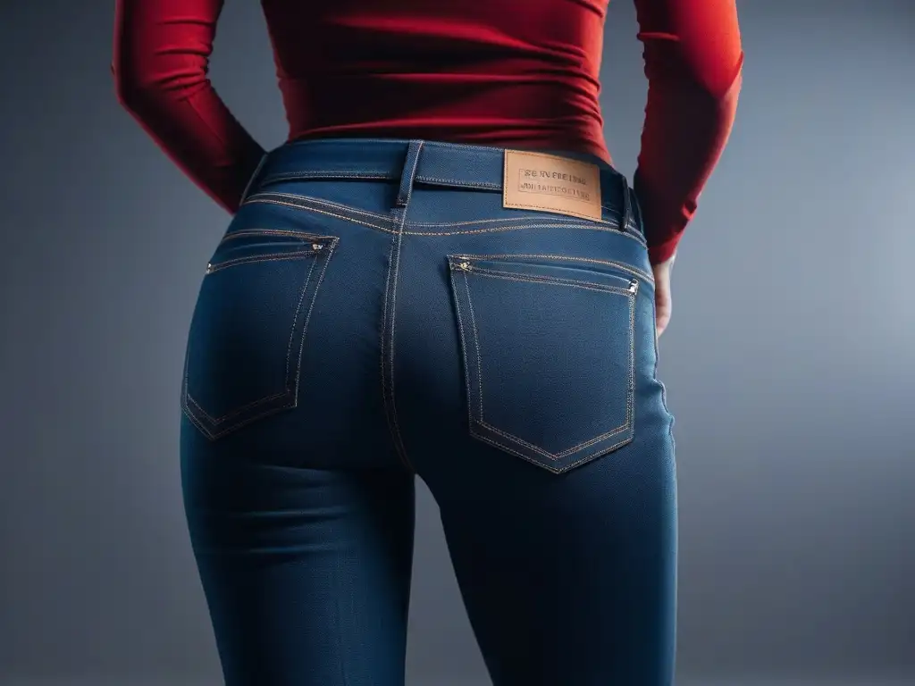 Modelo petite luce jeans ajustados de diseño moderno Una mujer petite segura luce unos jeans perfectamente ajustados en un entorno moderno y elegante, destacando los jeans perfectos para cuerpos petite