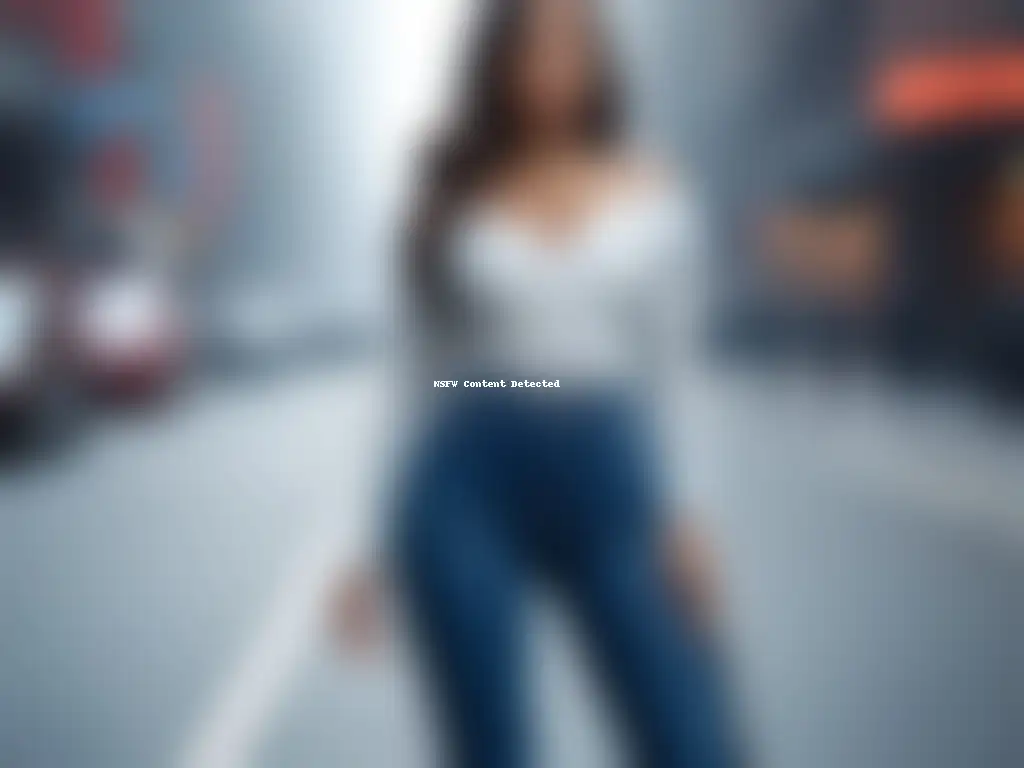 Moda urbana: mujer segura en jeans ajustados en 8k Mujer petite segura con los mejores jeans para figura petite en una ciudad chic