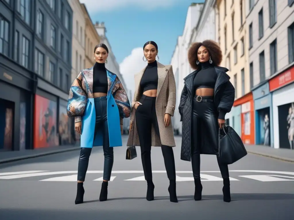 Moda urbana para mujeres altas: estilo y empoderamiento en la ciudad Mujeres altas seguras y a la moda en un entorno urbano, mostrando atuendos trendy