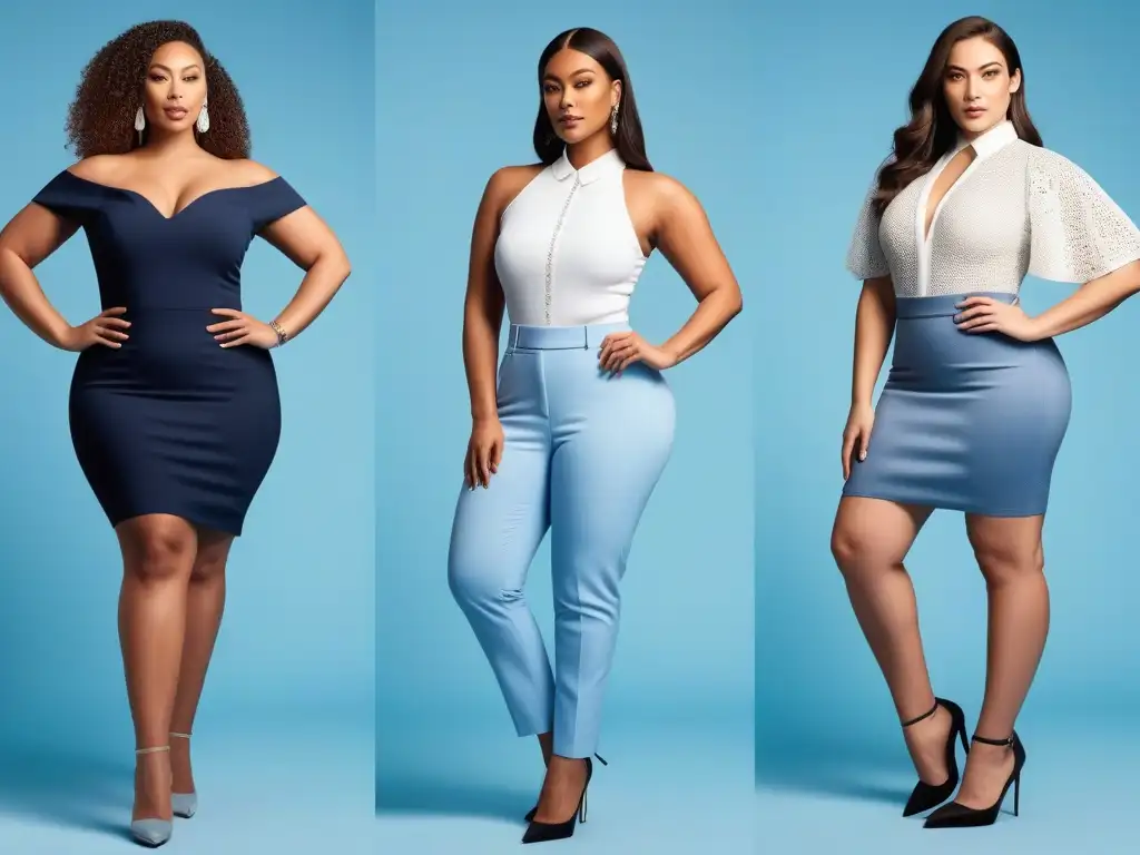 Moda personalizada para todos los cuerpos: diversidad y confianza Mujeres seguras lucen atuendos a medida que realzan sus figuras únicas en un estudio luminoso