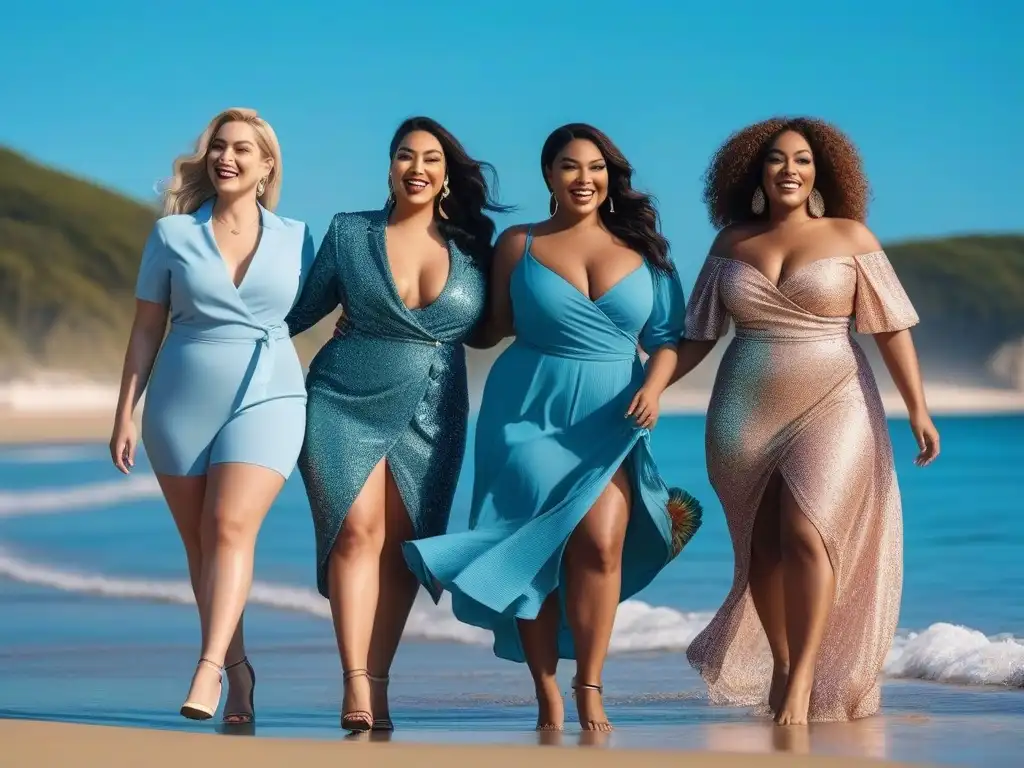 Mujeres de tallas grandes disfrutan de la playa con estilo y confianza Mujeres de tallas grandes en la playa, felices y seguras con Ropa plus size verano 2022