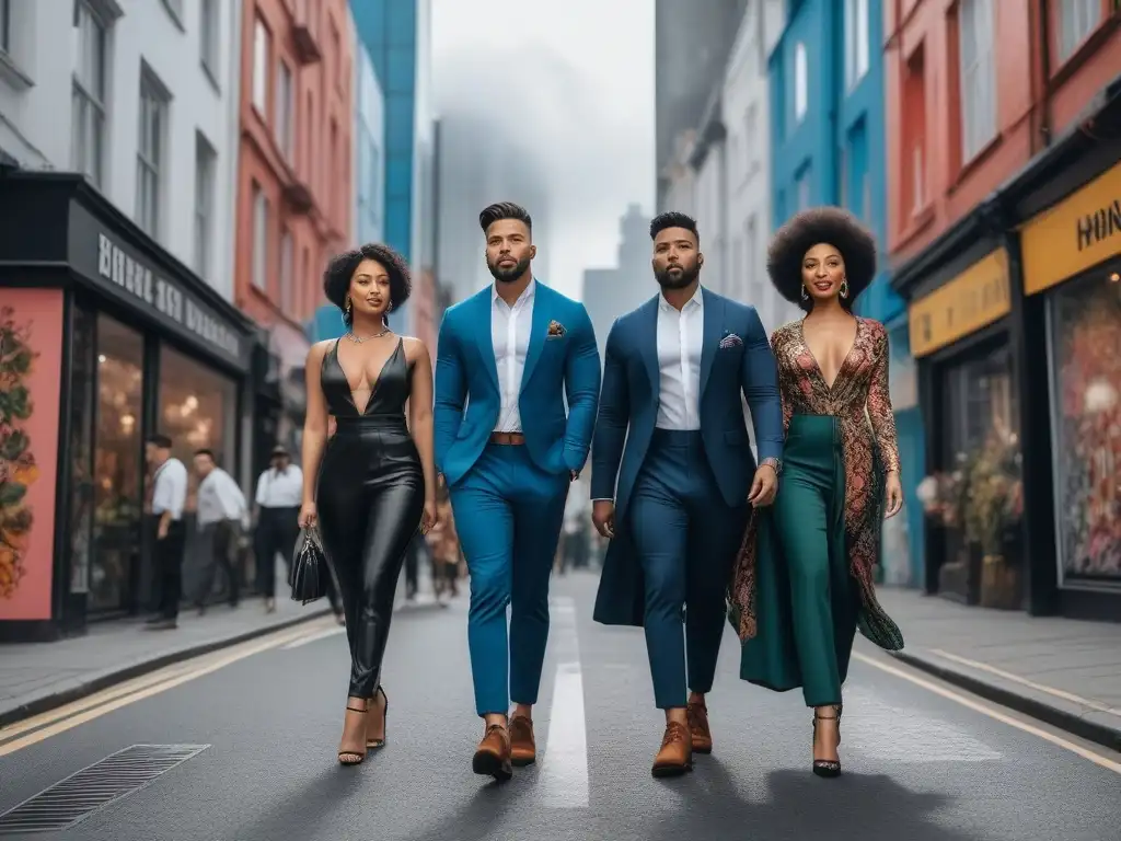 Desfile de moda inclusiva en la ciudad Una multitud diversa y vibrante pasea con estilo por la ciudad, mostrando moda inclusiva