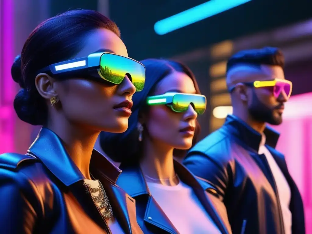 Visión futurista: diversidad en la era de la realidad aumentada Un mundo futurista con gafas de realidad aumentada moda inclusiva en una ciudad digital vibrante y diversa