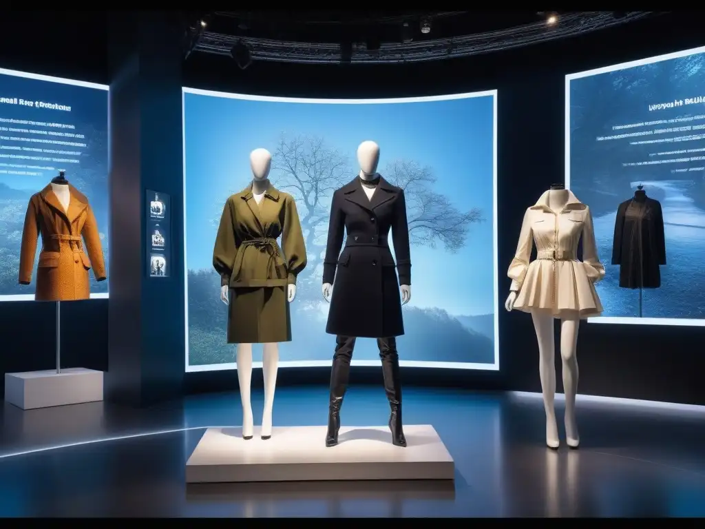 Exposición de moda sostenible: arte y conciencia ambiental Un museo moderno y vibrante con maniquíes de moda sostenible para todos cuerpos