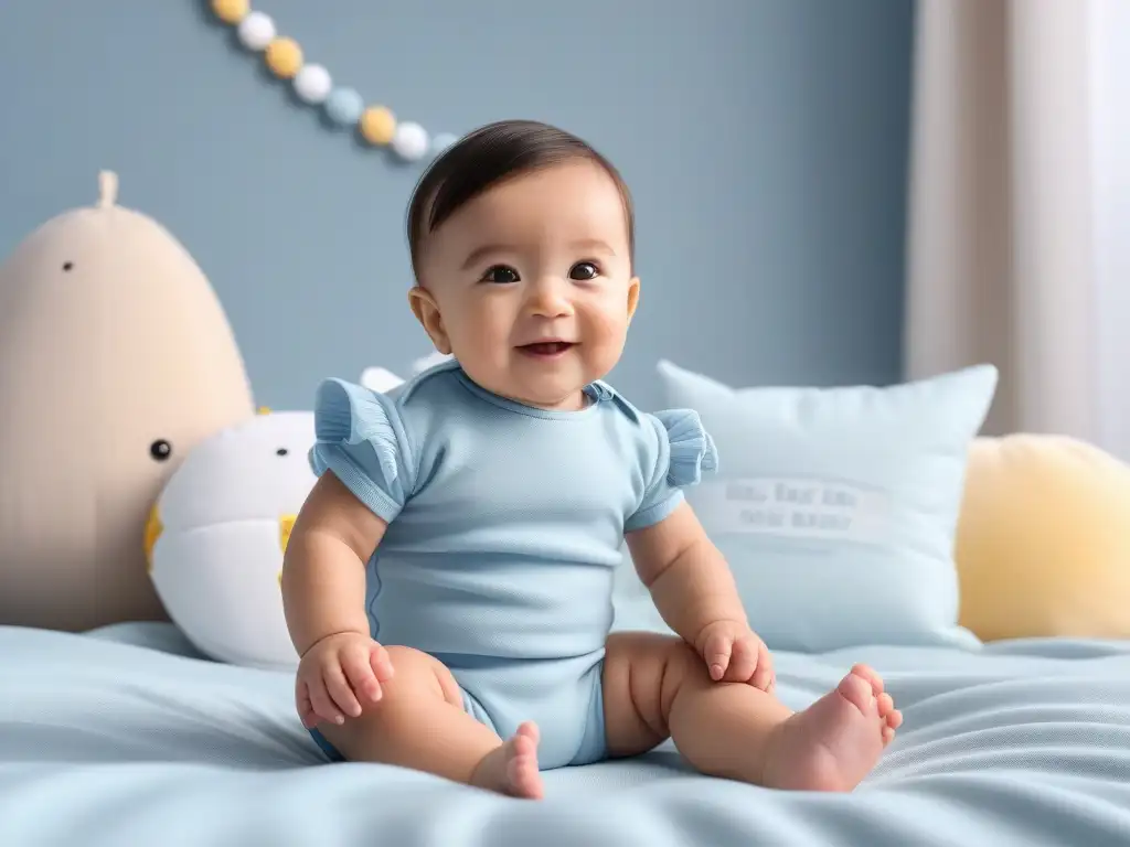 Ropa infantil multifuncional: estilo y practicidad para padres ocupados Un niño feliz en ropa infantil multifuncional para padres, jugando en una guardería moderna y bien diseñada