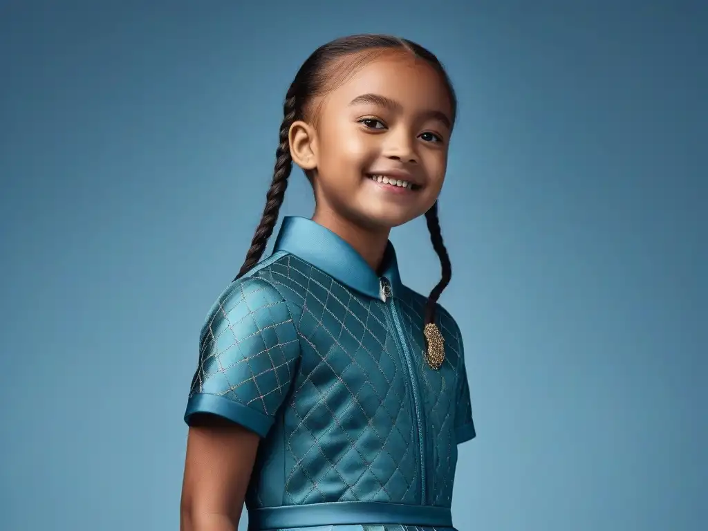 Moda inclusiva para niños: sonrisa brillante en outfit innovador Un niño sonriente viste ropa adaptativa infantil necesidades especiales en un entorno moderno e inclusivo