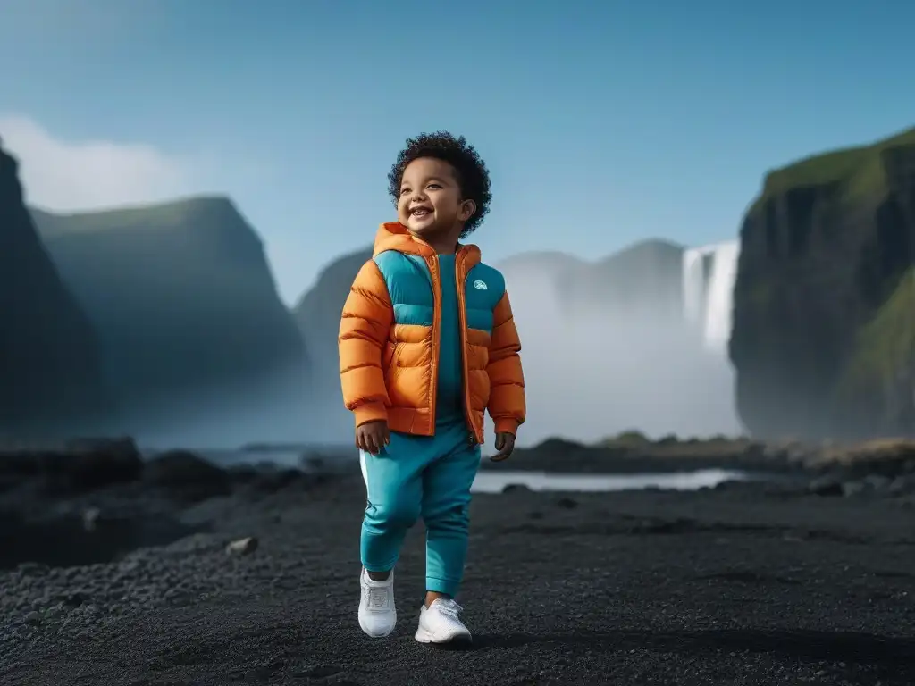 Moda inclusiva: niño feliz con ropa adaptativa innovadora Un niño sonriente en una ropa adaptativa para necesidades especiales, muestra empoderamiento y alegría