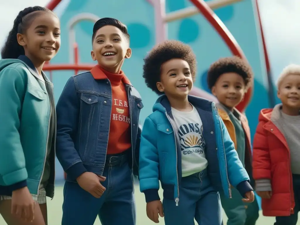 Diversidad y alegría: niños jugando en un parque inclusivo Niños diversos y felices juegan juntos en un parque inclusivo, reflejando la moda infantil inclusiva cambiando reglas