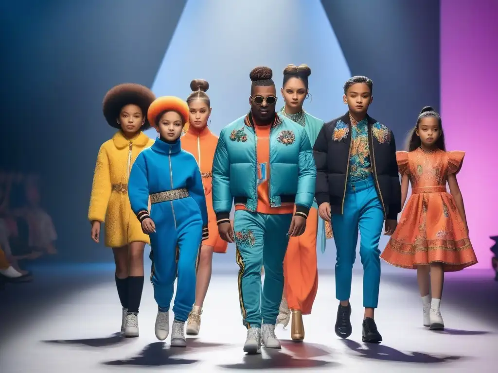 Desfile inclusivo: moda infantil celebra diversidad y cultura pop Niños diversos desfilan con moda infantil inclusiva y cultural pop, celebrando la individualidad y unidad en la pasarela