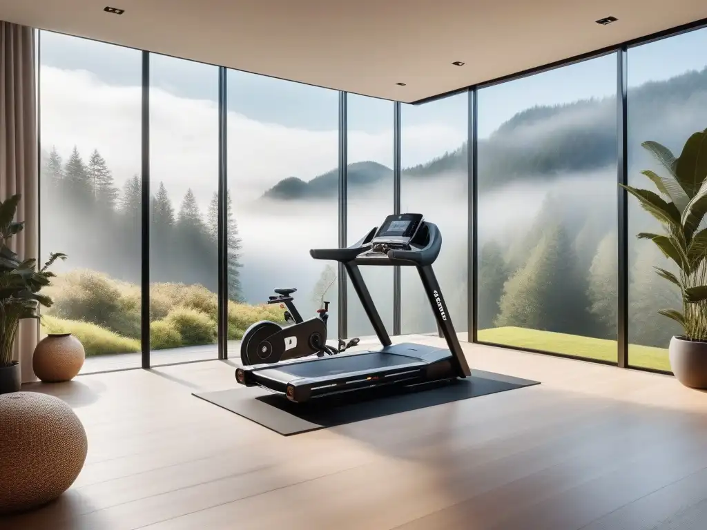 Espacio fitness de lujo con Peloton, Technogym y yoga Un oasis de bienestar con equipamiento fitness de lujo para cuidar tu bienestar mental