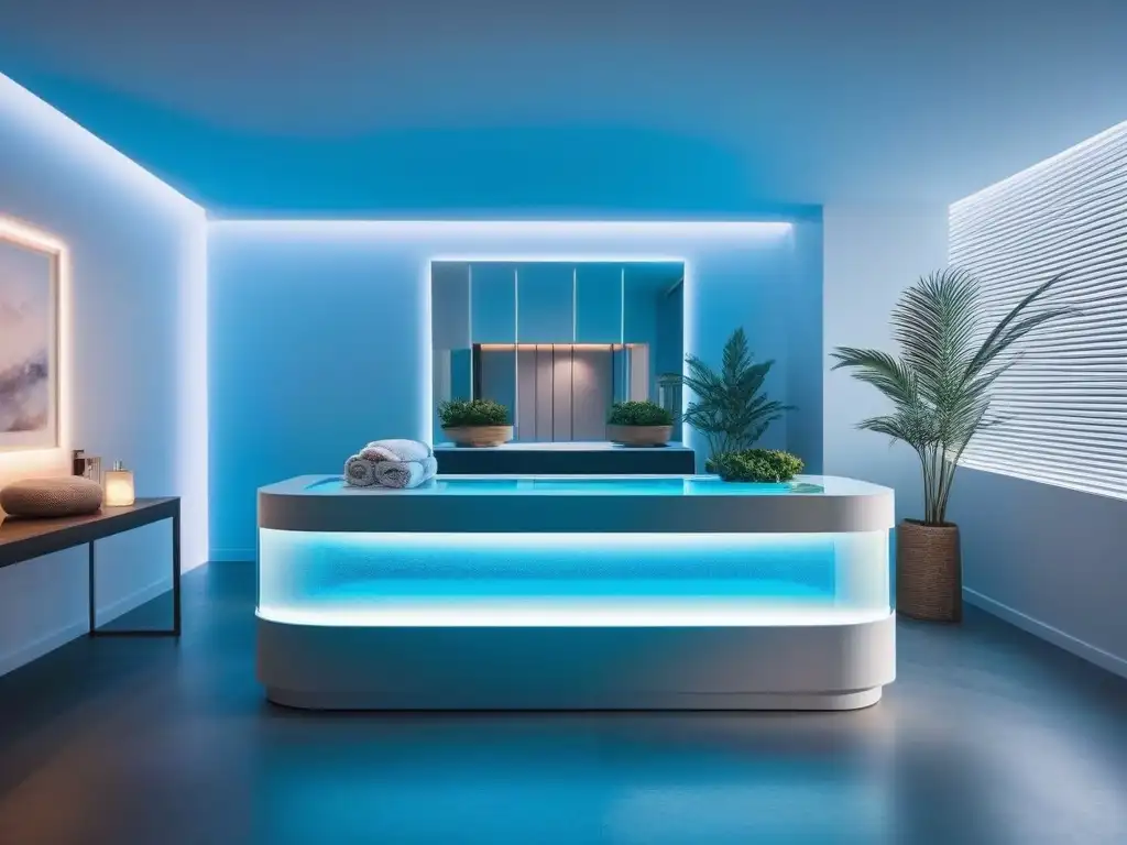 Spa ultramoderno: tratamientos de rejuvenecimiento de lujo Un oasis futurista de tratamientos rejuvenecimiento sin cirugía en un spa sereno de lujo