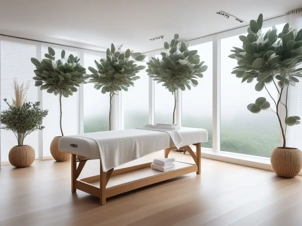 Spa minimalista: oasis de serenidad y lujo ecofriendly Un oasis de tranquilidad con tratamientos de belleza veganos en un spa minimalista
