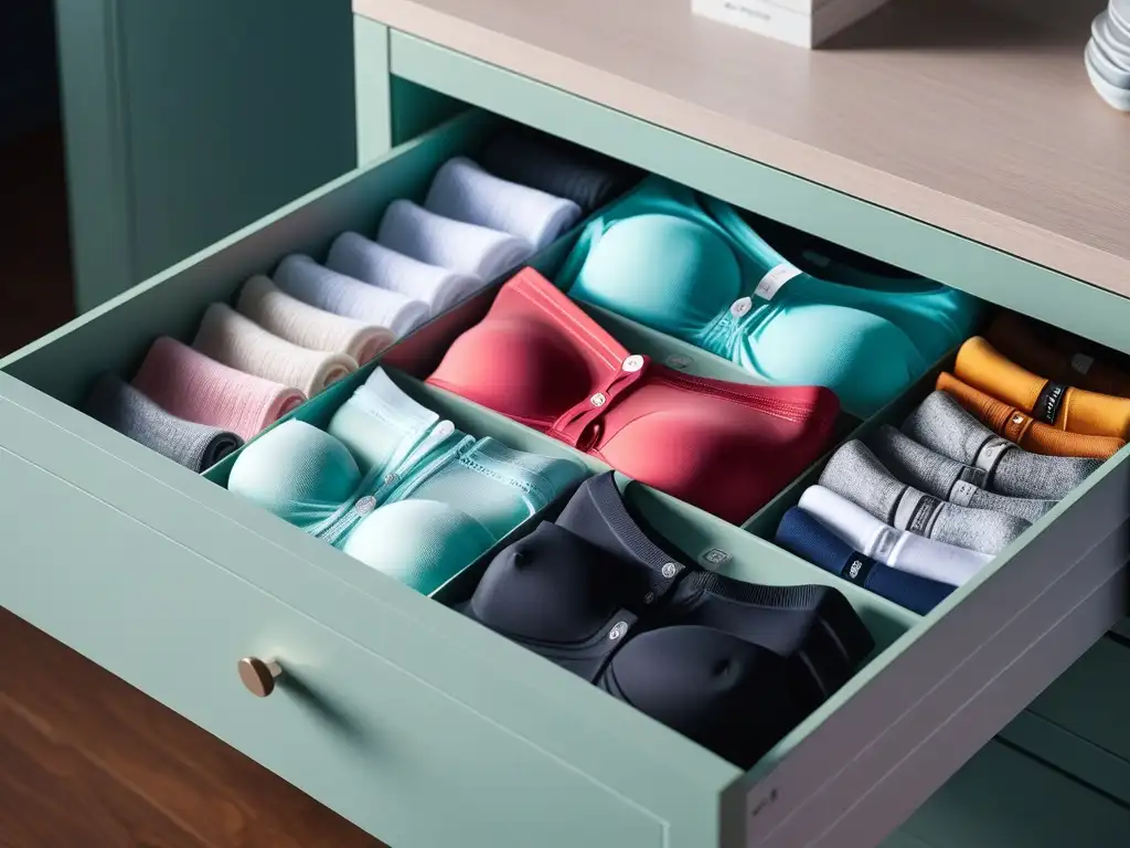 Organizador de cajón para lencería: ¡Orden impecable y estilo! Organizador de cajón para ropa interior de alta calidad para altos, impecablemente organizado en tonos a juego