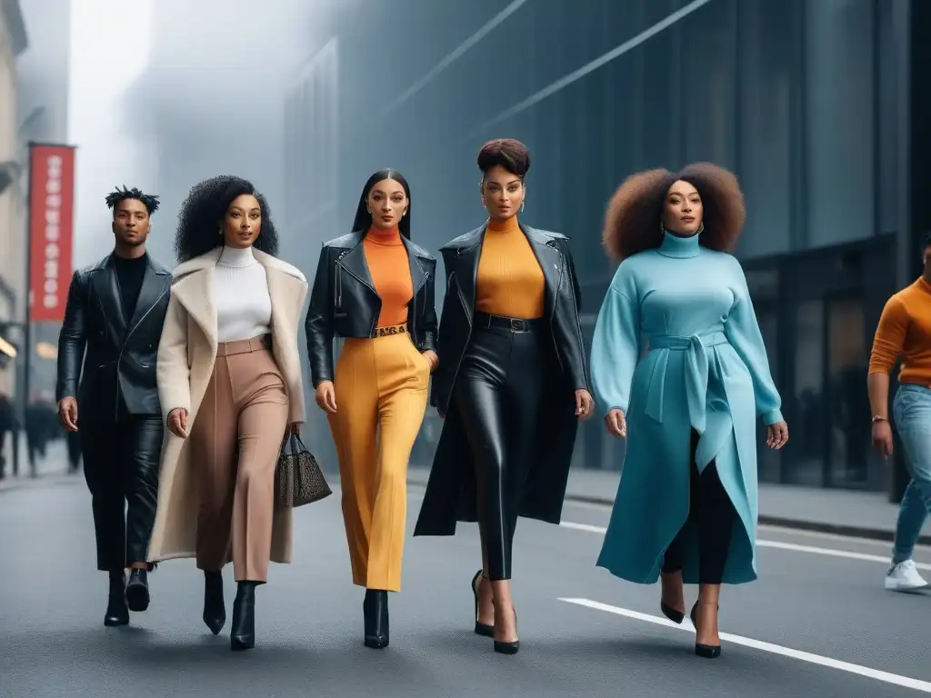 Altura de estilo: diversidad y empoderamiento en la moda urbana Una pandilla de altos paseando con estilo en la ciudad, mostrando moda inclusiva para personas altas
