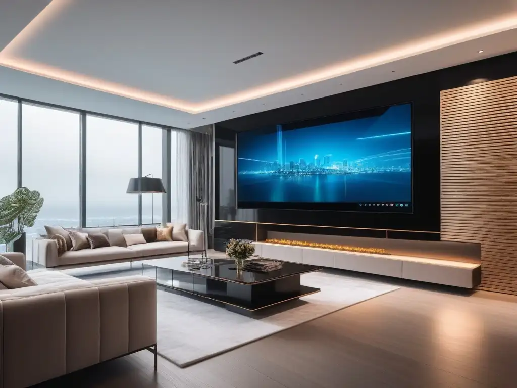 Panel de control inteligente para hogar de lujo: diseño moderno y elegante Panel de control de casa inteligente en mansión de lujo con tecnología casas lujo impresionantes