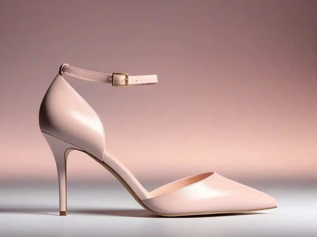 Zapatos de tacón rosa pálido para mujer: elegancia y sofisticación Un par de tacones elegantes en rosa suave para mujer petite