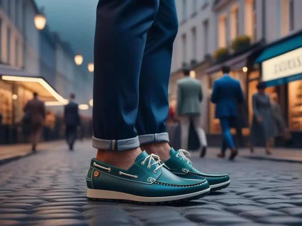 Zapatos de paseo chic: comodidad y estilo en la ciudad Un par de zapatos cómodos para turismo moda sobre una bulliciosa calle de ciudad llena de turistas explorando los lugares de interés