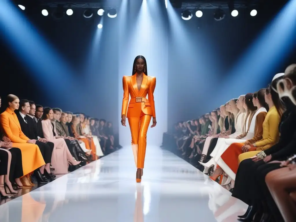 Pasarela del futuro: moda inclusiva y sostenible Una pasarela futurista con moda inclusiva 2023: modelos desfilan con empoderamiento y estilo vanguardista