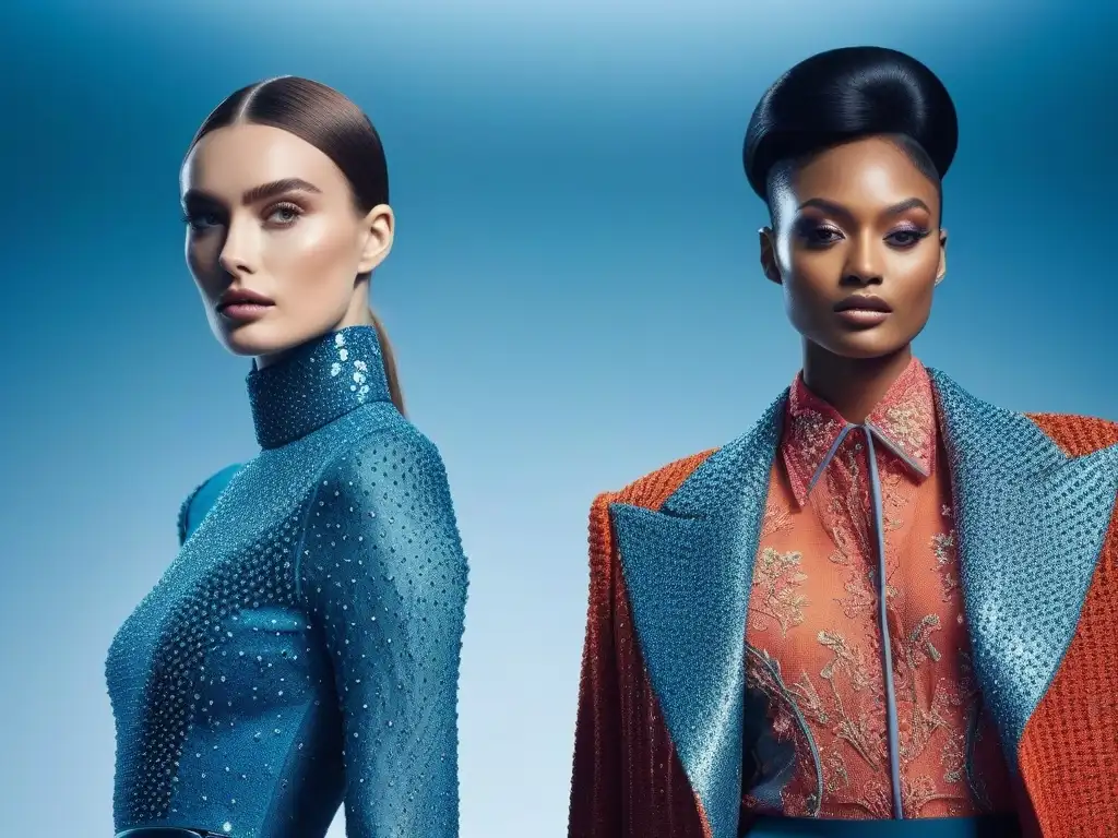 Desfile futurista: moda inclusiva para personas altas Una pasarela futurista con modelos altos en outfits únicos, celebrando la diversidad e inclusión en colaboraciones moda tall inclusiva diversa