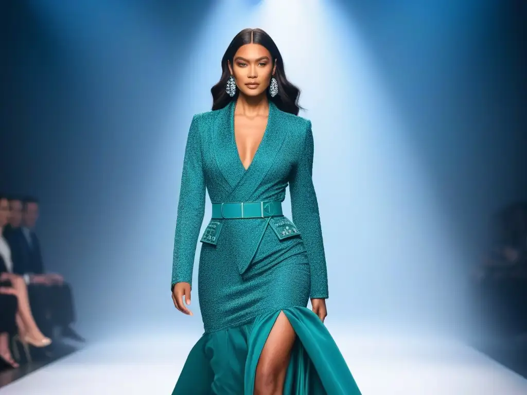 Moda inclusiva: desfile futurista de diseño adaptativo Una pasarela futurista con modelos de todas las edades y cuerpos luciendo diseños de ropa adaptativa para todos cuerpos