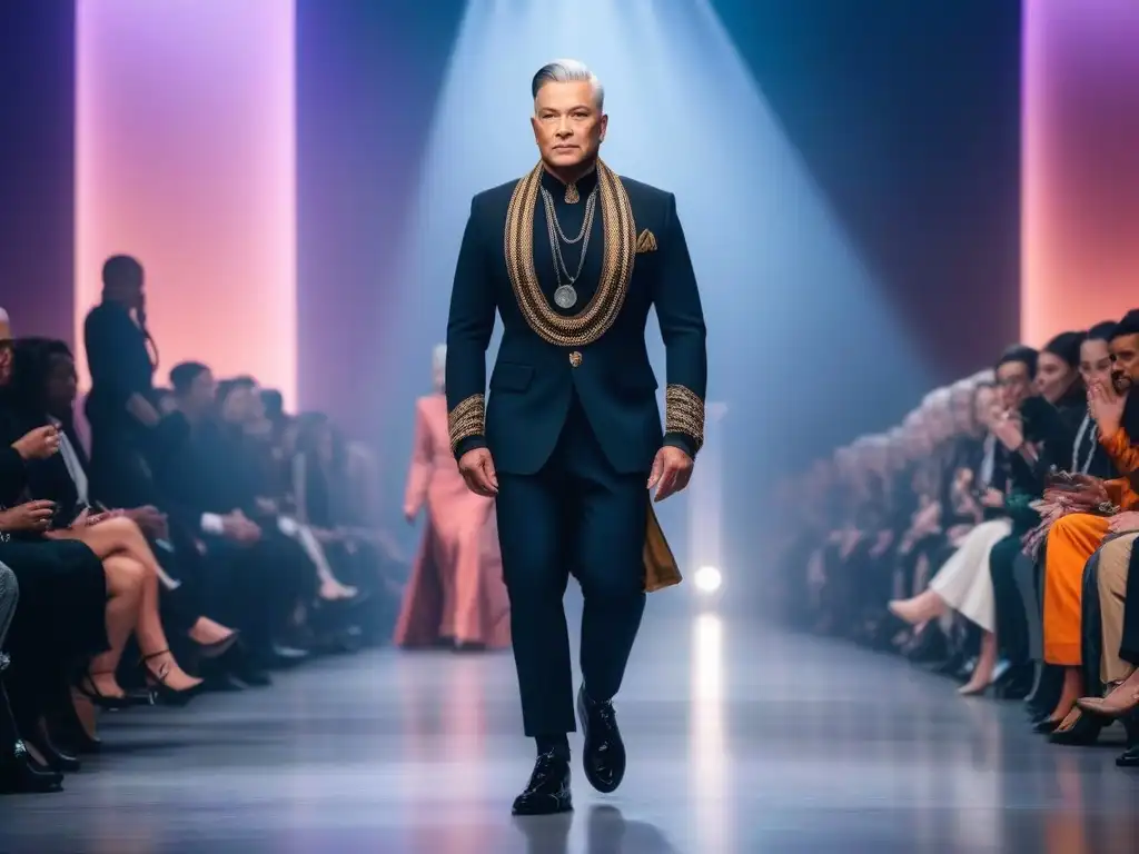 Desfile de moda inclusiva: diversidad y estilo en la pasarela Una pasarela futurista con modelos diversos luciendo moda adaptativa inclusiva para todos